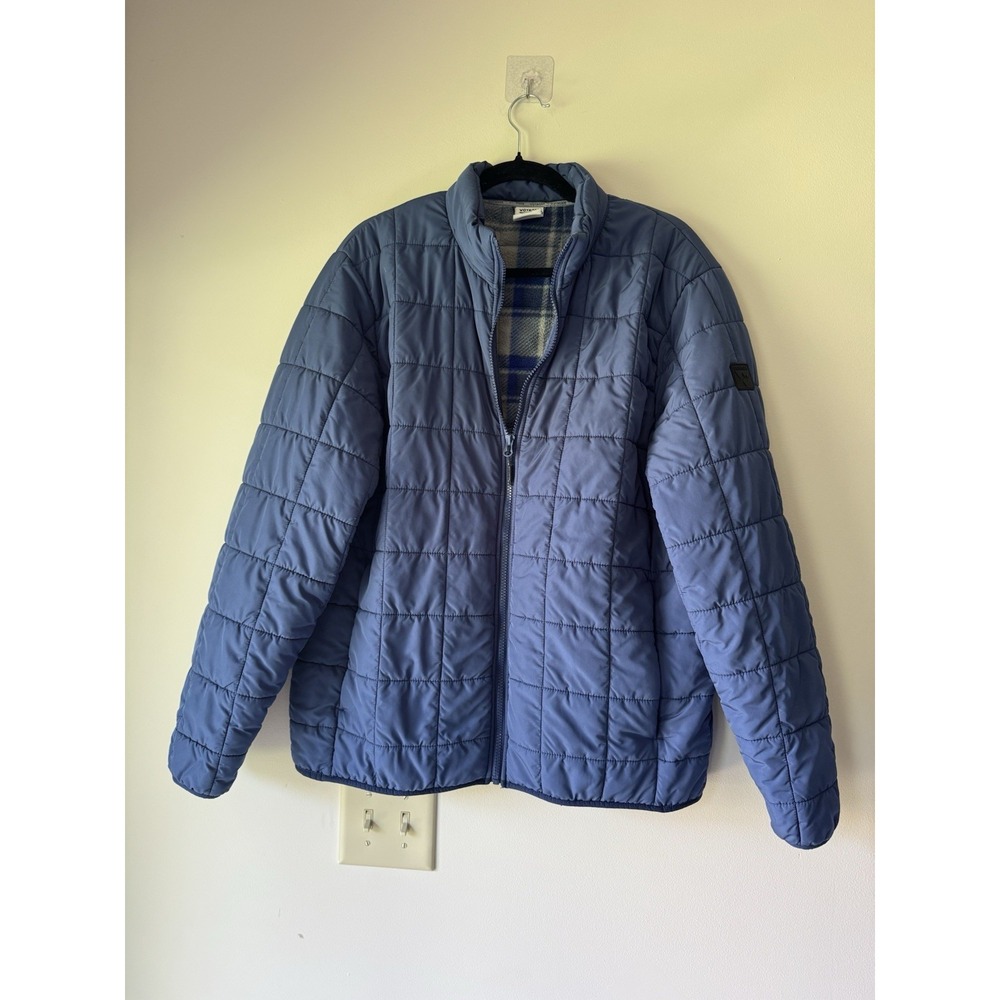 Medium BLUE - Voyager Men's Polar Fleece Lined Quilted Puffer Jacket Coat